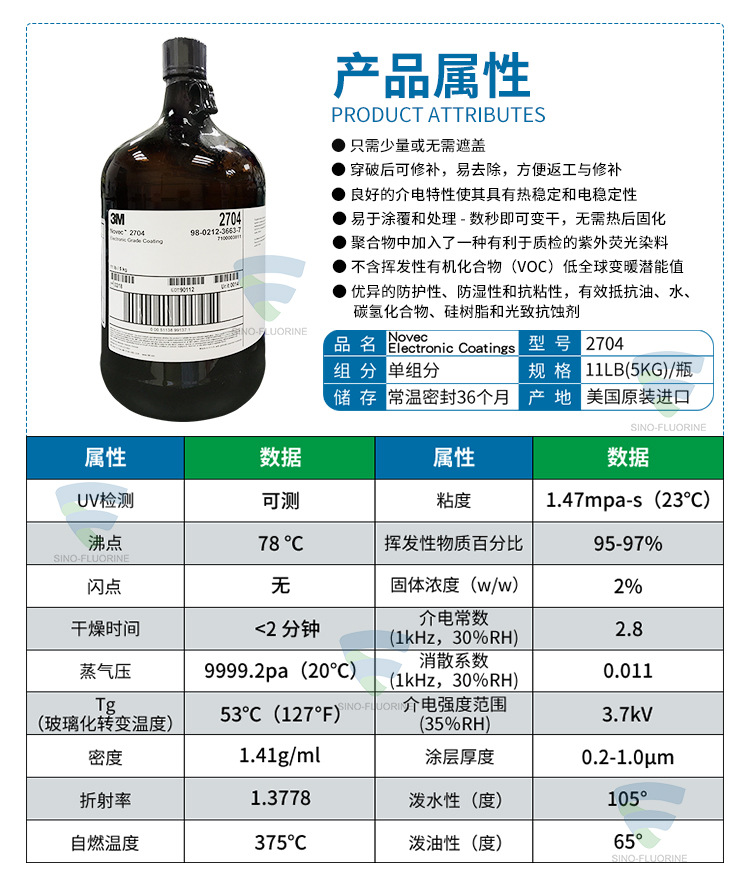 3M NOVEC 2704氟化液性能參數(shù)